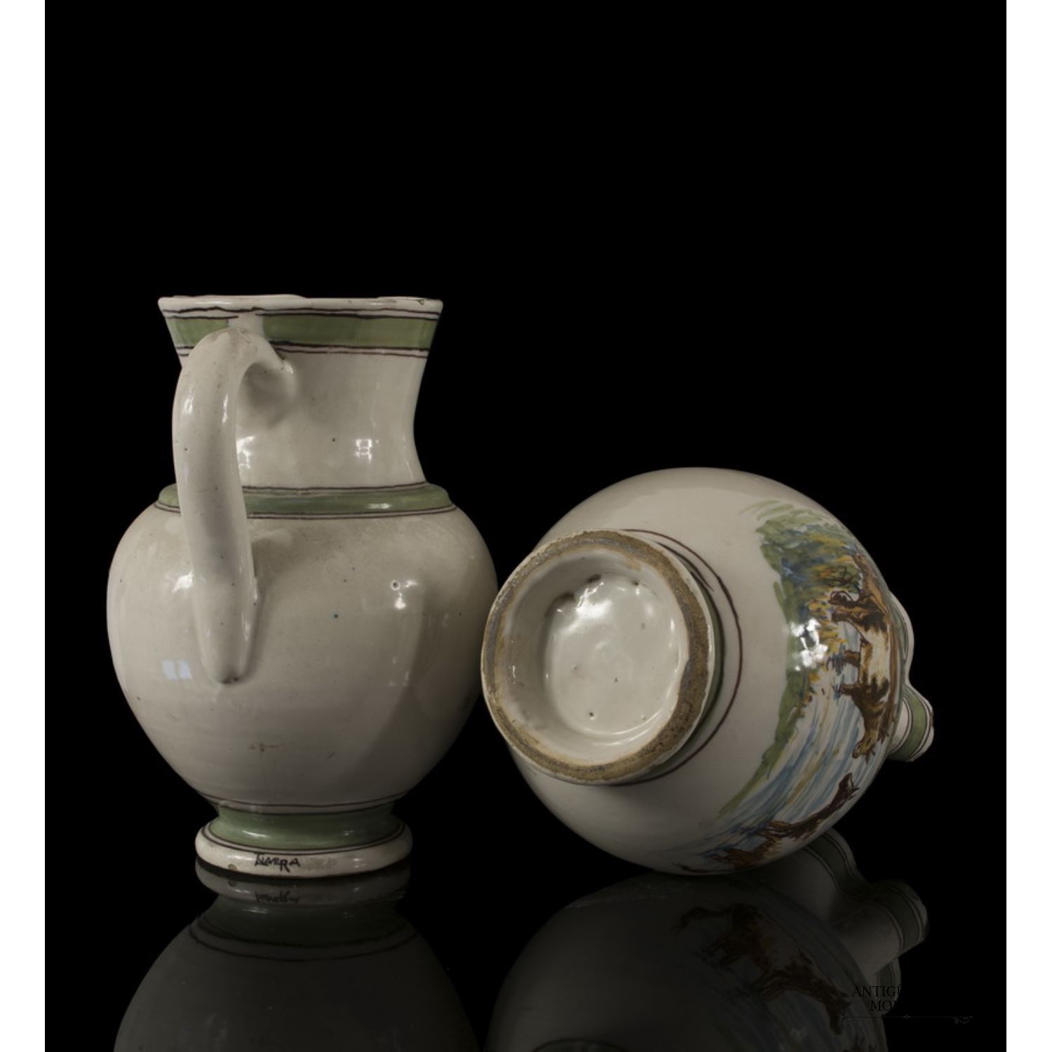 Pareja de jarras en cerámica de Talavera, hacia 1900.