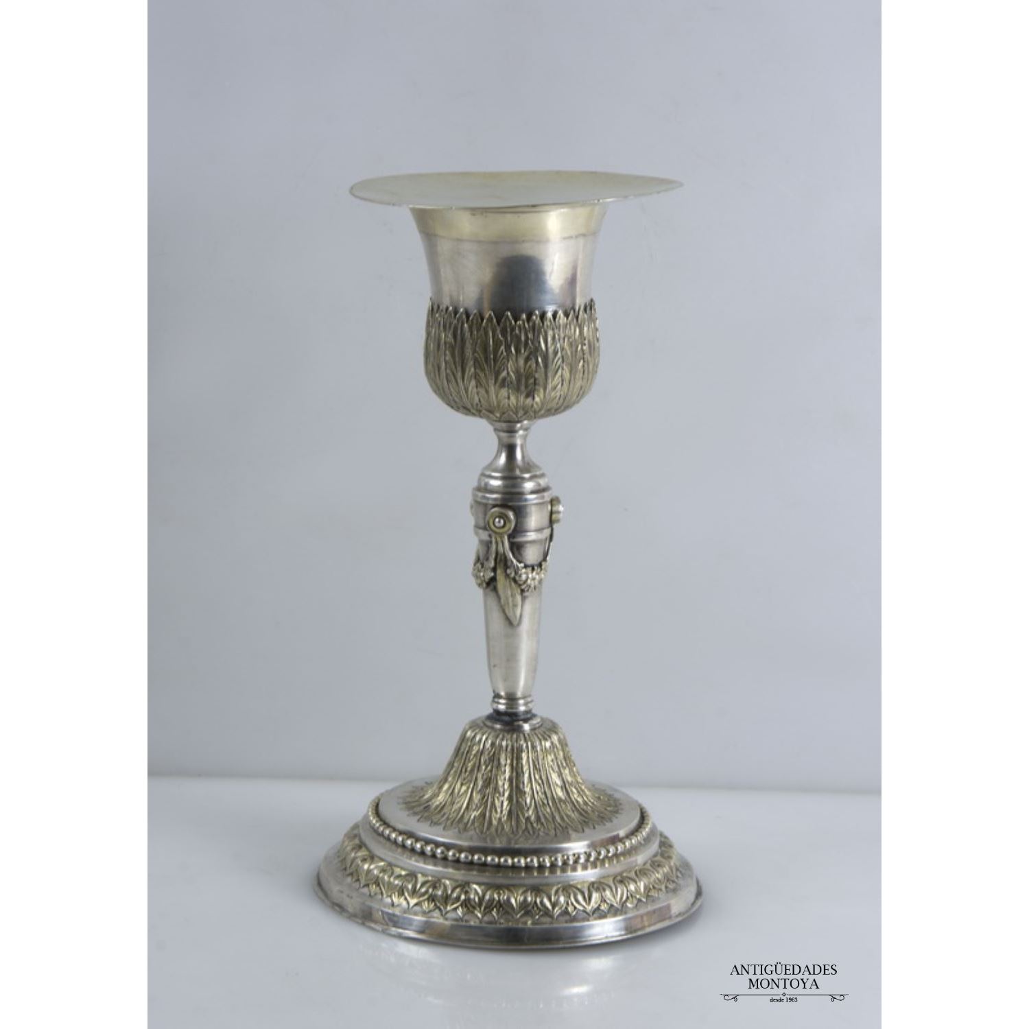 Silver chalice with paten, circa 1900.