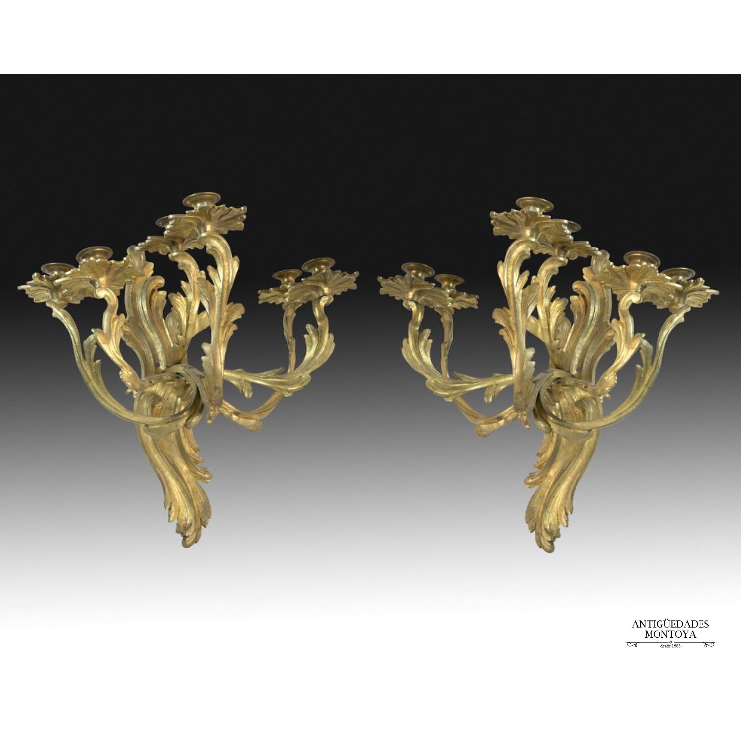Pair of wall sconces, Louis XV style, SX ..