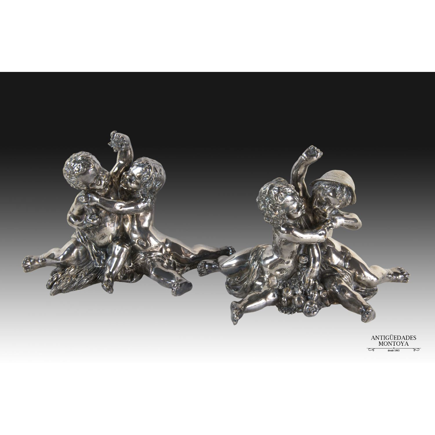 Sxix silver bronze figures